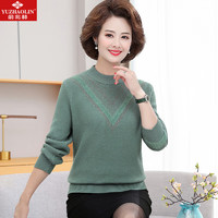 中老年女装套头毛衣装上衣打底衫中年女装针织衫 YT08ZSD8 一号色绿色 2XL(105-120斤)