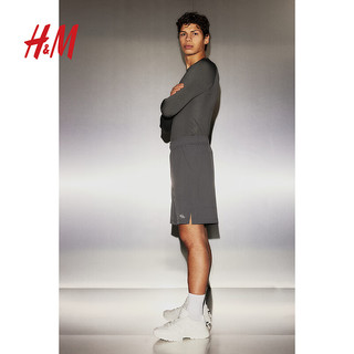 H&M 男士运动裤2024春季时尚舒适休闲DryMove™跑步短裤1164485 深灰色 165/72A