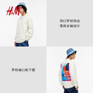 H&M 新春艺术家系列 男士圆领长袖T恤 1210311 奶油色/日落 170/92A