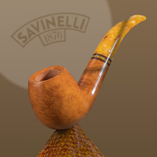 沙芬（SAVINELLI）手工石楠木烟斗蜂蜜P243香甜口味涂层烟斗男女士带压棒 【带压棒礼盒装】蛋形式677弯斗