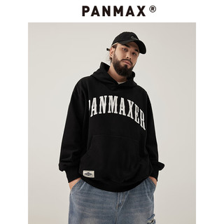 潘·麦克斯（PANMAX）PANMAX大码男装美式休闲复古连帽印花套头卫衣上衣男女宽松潮 黑色 6XL