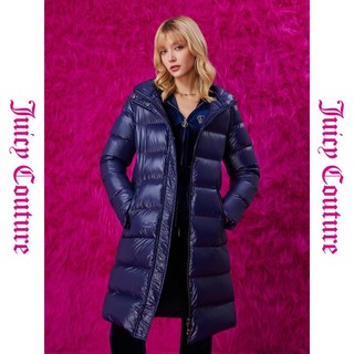 Juicy Couture 橘滋 意蕴蓝调logo织标修身长款女式羽绒服