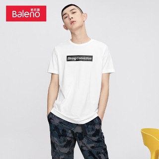 Baleno 班尼路 春夏新款短袖T恤男抗菌冰感印花青年宽松休闲打底上衣