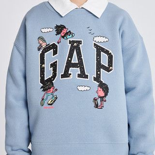 Gap【GAP x JEREMY VILLE联名】男女童同款抓绒卫衣854509 蓝色 150cm(L)亚洲尺码