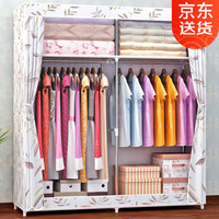 WOJIA 蜗家 布衣柜简易加粗防尘双人储物柜 1602竹叶