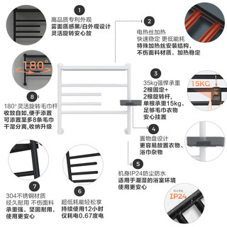 KOHLER 科勒 安得适电热毛巾架浴室加热发热毛巾烘干架 左下出线-雾面白