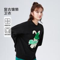 森马 Semir【抓绒】冬季设计感老花兔子宽松小众潮流落肩上衣慵懒时尚卫衣女