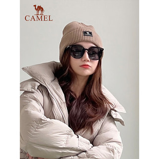 骆驼（CAMEL） 骆驼针织帽冬季保暖防寒防风冷帽头套休闲运动复古毛线帽 1J32264465，白色 均码