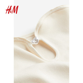 H&M女装时尚休闲百搭针织珠饰抹胸上衣1206225 奶油色 155/80A