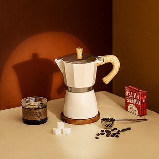 摩登主妇 意式摩卡壶家用浓缩咖啡壶萃取煮咖啡机手冲咖啡壶咖啡器具套装 白色摩卡壶3杯份+电热炉 150ml 附滤纸