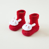 Tongtai 童泰 婴儿袜子冬季宝宝中筒袜男童女童室内学步鞋袜防凉防滑地板袜