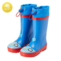 lemonkid儿童橡胶雨鞋高筒女童男孩防水防滑雨靴 蓝色机器人 33码 
