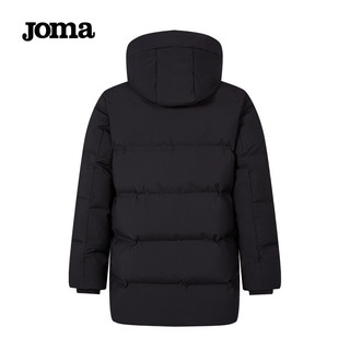 JOMA冬季羽绒服外套男士中长款90白鸭绒连帽羽绒服防寒保暖面包服 黑色 XL