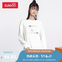 班尼路（Baleno）秋款长袖卫衣女个性字母印花潮流套头衫时尚圆领棉质百搭上衣 08W S
