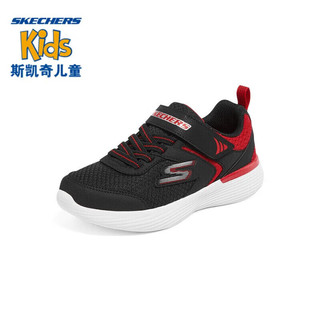 SKECHERS 斯凯奇 童鞋男秋款大童魔术贴休闲鞋缓震跑步儿童运动鞋405102L BKRD黑色/红色 32