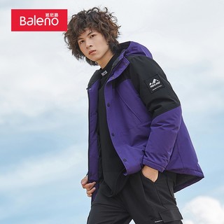 班尼路（Baleno）秋冬男士羽绒服休闲连帽拼接中厚服长袖简约保暖外套 107P L