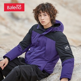 班尼路（Baleno）秋冬男士羽绒服休闲连帽拼接中厚服长袖简约保暖外套 107P L