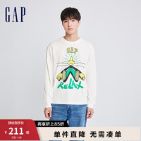 Gap x JEREMY VILLE联名男女同款长袖T恤841240休闲上衣 白色 165/84A(XS）亚洲尺码