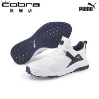 彪马（PUMA） 高尔夫球鞋男鞋 Fusion Evo 织物透气轻盈护脚户外运动无钉鞋子 19385008 白色-深蓝色 8.5 UK=42.5（内长275mm）