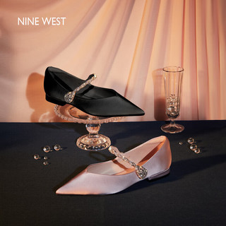 NINE WEST/玖熙尖头单鞋女低跟浅口芭蕾舞平底鞋NF302005CK 紫色38