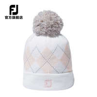 Footjoy高尔夫配件女FJ保暖舒适休闲百搭加厚时尚针织golf圆顶毛球帽 白色FH23BWPM-1