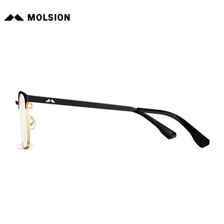 陌森（Molsion）眼镜方形斯文镜架近视可配度数MJ7352 B12框+0度防蓝光 B12金色/上眉半光哑黑