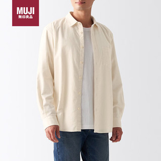 无印良品（MUJI）男女通用 法兰绒 开领衬衫 长袖休闲百搭衬衫 原色 XL 