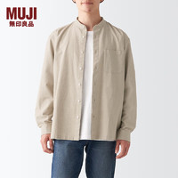 MUJI 無印良品 无印良品（MUJI） 男式 棉水洗牛津 立领衬衫 长袖休闲百搭衬衫 白衬衫 淡黄色 2A L 175/100A