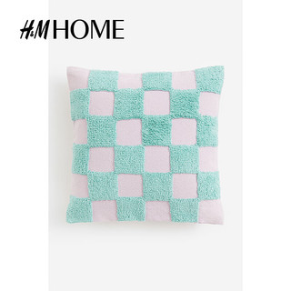 H&M HOME家居用品沙发靠枕套抱枕套纯色棉质靠垫套0934781 绿松石色/格纹 40X40cm
