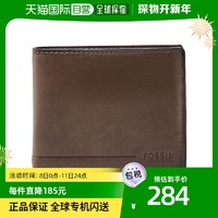 FOSSIL 化石男士钱包百搭棕色多层通勤收纳时尚简约日