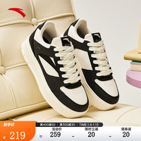 安踏（ANTA）板鞋女鞋厚底增高修身运动鞋简约百搭休闲鞋女 基础黑/象牙白-5 39