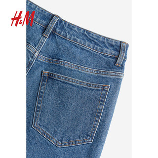 H&M女装裤子2024春季女士修身高腰牛仔裤1206355 牛仔蓝 155/60A