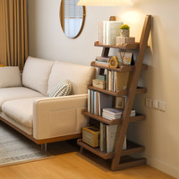 爱上黄昏 实木书架落地客厅收纳置物架 胡桃色
