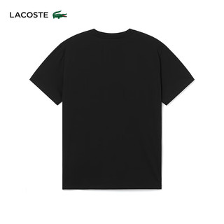 LACOSTE法国鳄鱼男装休闲简约纯色圆领纯棉短袖T恤TH5966 031/黑色 4/175