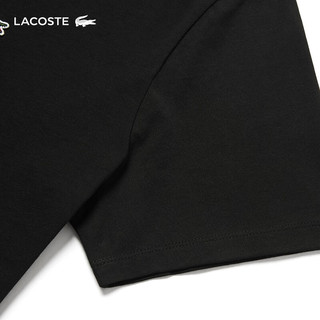 LACOSTE法国鳄鱼男装休闲简约纯色圆领纯棉短袖T恤TH5966 031/黑色 4/175