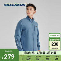 斯凯奇（Skechers）户外跑步防风保暖衣休闲运动弹力棉外套秋冬男拉链款P423M097 哥本哈根蓝/0378 L