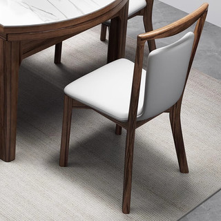 卡洛森乌金木实木岩板餐桌折叠餐桌椅组合全实木可伸缩家用饭桌吃饭桌子 1.5米+8椅
