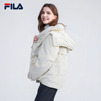 FILA Emerald斐乐女士羽绒服2023冬时尚休闲基础简约连帽外套 雪糕白-IV 160/80A/S