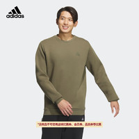 adidas 阿迪达斯 轻运动男装冬季简约舒适运动圆领卫衣JE8637 岩层橄榄绿 A/L