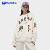 FILA FUSION斐乐潮牌男子针织套头衫2024春涂鸦字母纯棉卫衣 灰麦色-BG 180/100A/XL