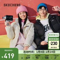 SKECHERS 斯凯奇 冬季新款鸭绒保暖三防羽绒服男女同款梭织耐穿不变形羽绒外套 珍珠米白/034H L