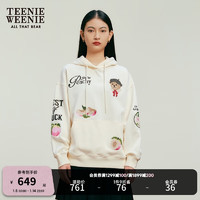 Teenie Weenie小熊2024年早春十字绣连帽卫衣宽松柔软上衣女装 象牙白 155/XS