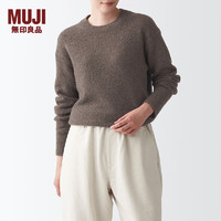 MUJI 無印良品 无印良品MUJI女式含牦牛绒骆驼绒圆领毛衣长袖针织衫秋冬季红色龙年本命年 深咖啡棕色 M-L