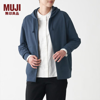 无印良品（MUJI）男女通用 紧密织 毛圈棉 拉链连帽衫 男式女式无性别 ABI05A1A 烟熏蓝色 S-M