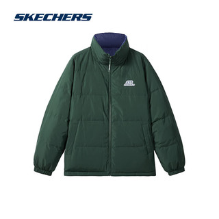 斯凯奇 Skechers外套羽绒服短款男女同款双面穿运动保暖L422U067 庄园绿/00X9 XS