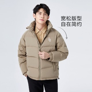 Semir 森马 羽绒服男冬季简约纯色精致温暖舒适棉柔休闲宽松立领外套