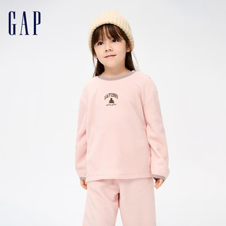 Gap女幼童冬季2023LOGO睡衣睡裤套装889911儿童装家居服 粉色 100cm(2-3岁) 尺码偏小，选大一码