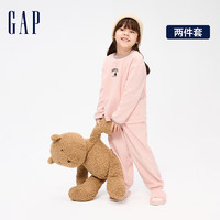 Gap女幼童冬季2023LOGO睡衣睡裤套装889911儿童装家居服 粉色 100cm(2-3岁) 尺码偏小，选大一码