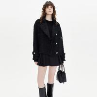 MO&Co. 摩安珂 斜门襟翻领粗花呢小香风外套女装