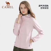 骆驼（CAMEL）户外软壳衣女防风加绒保暖外套连帽休闲夹克男 黑色，女，A1W170113 M